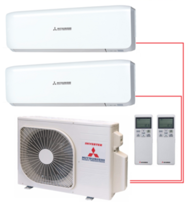 Мульти сплит-система на 2 комнаты Mitsubishi Heavy Free Match SCM40ZS-W/SKM20ZSP-W*2шт