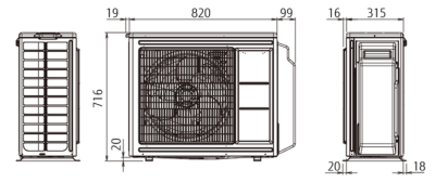 Внешний блок мульти сплит-системы на 3 комнаты Fujitsu Free match  AOYG18KBTA3